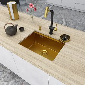 Золота мийка під стільницю з нержавійки 1.5 мм кухонна станція Nett NG-5742 - Фото 1