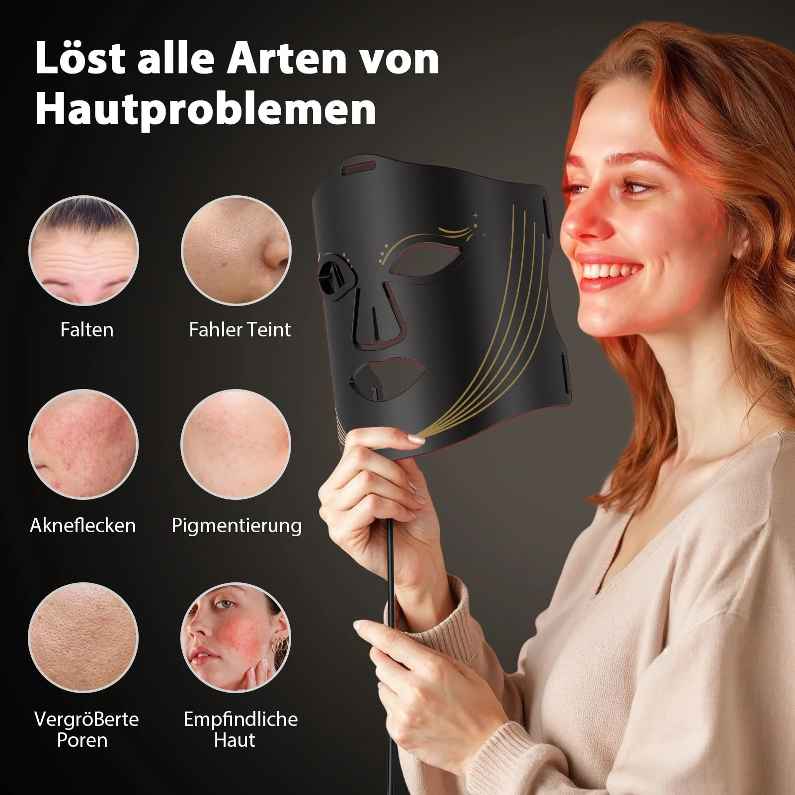 LED Лампа для обличчя з червоним світлом та охолоджуючою маскою, ближнє інфрачервоне світло + 7 кольорів LED, фото №4 LED Лампа для обличчя з червоним світлом та охолоджуючою маскою, ближнє інфрачервоне світло + 7 кольорів LED, фото №4