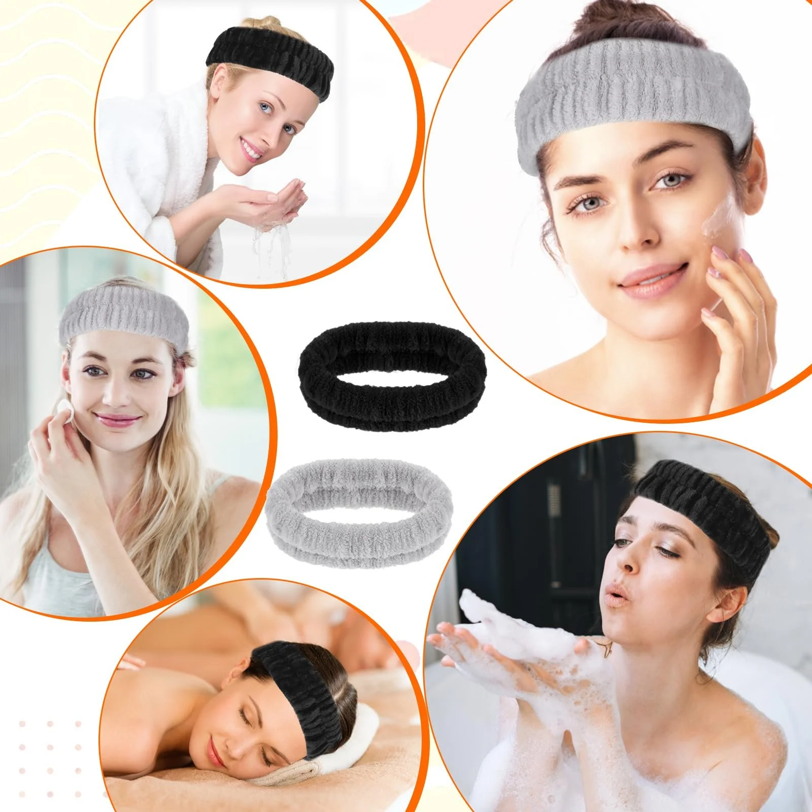 Набір з 2 косметичних пов'язок для волосся для макіяжу та вмивання, фото №7