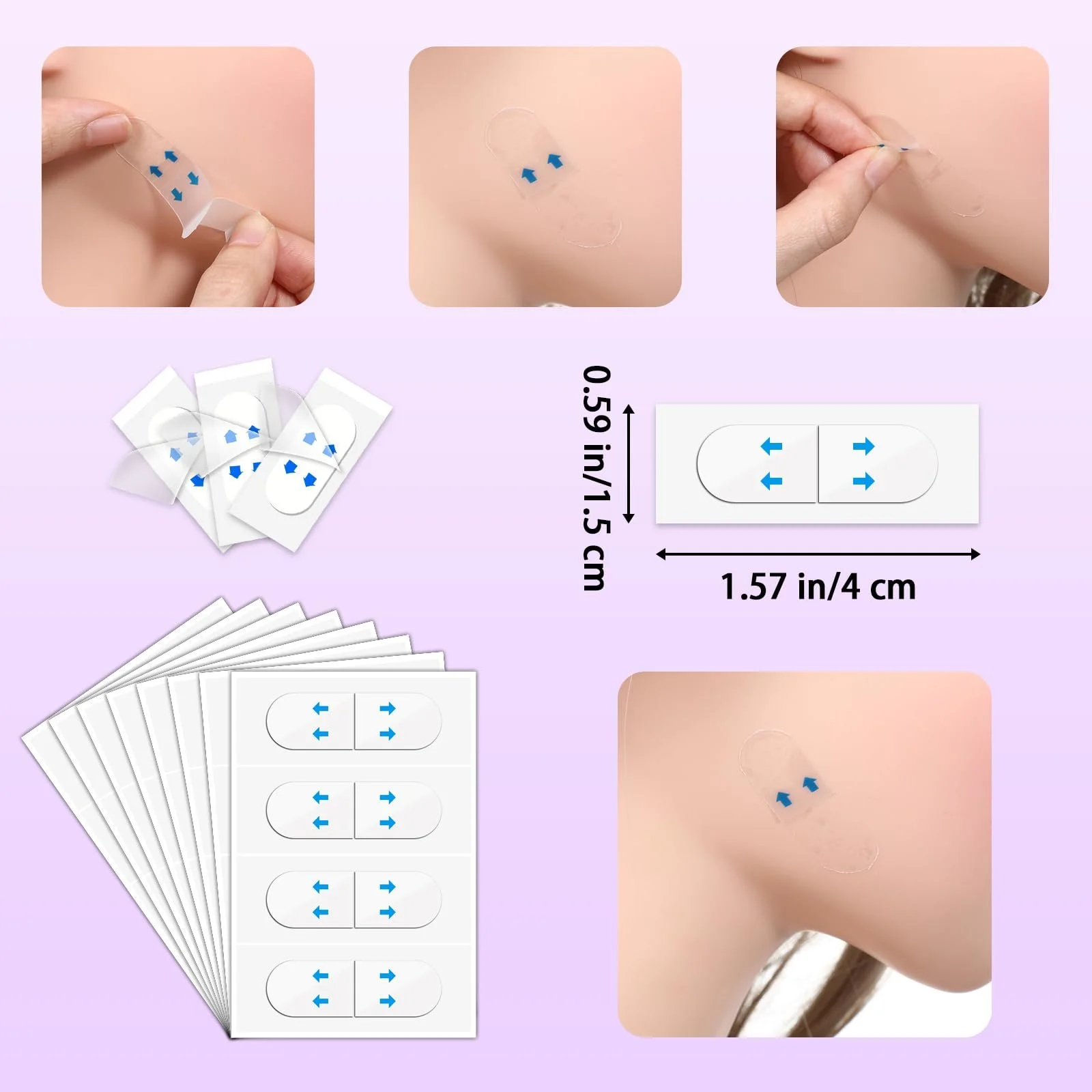 Стрічки для підтяжки обличчя Gjinxi Наліпка для підтяжки обличчя Невидима V-подібна (120 штук в упаковці), фото №3