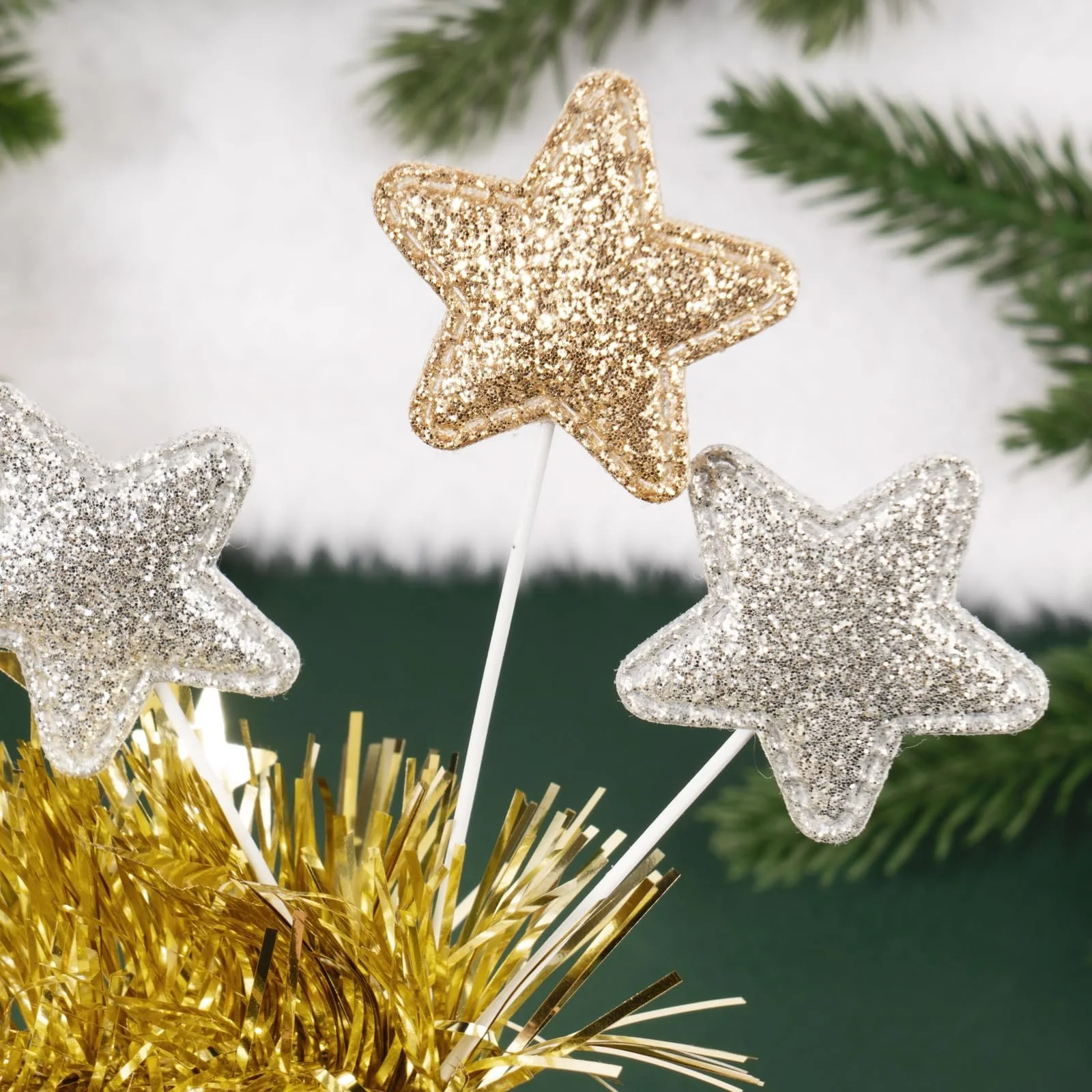 Обруч Рождественские звезды с блестками, 2 шт., фото №4