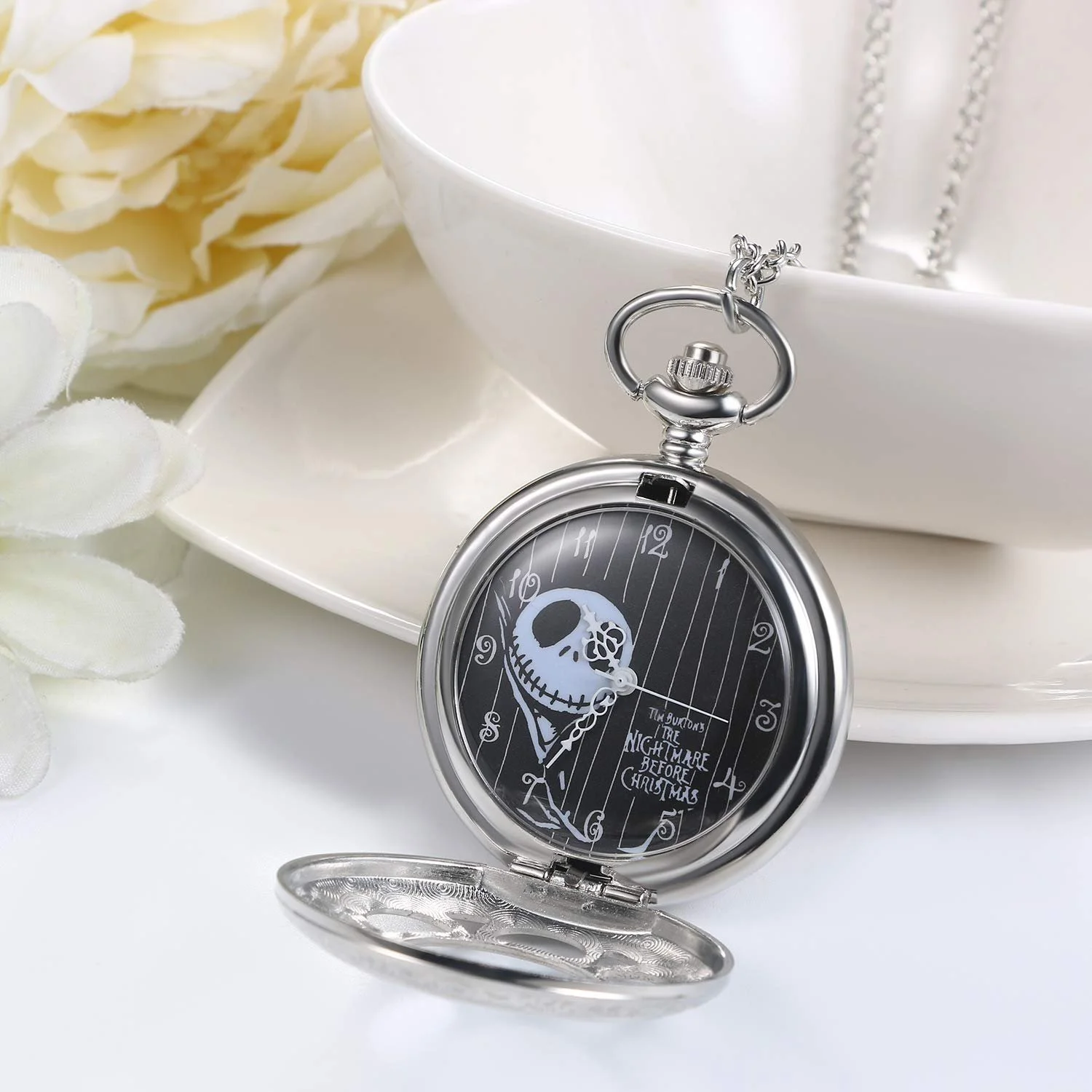 Кишеньковий годинник Чоловічий JewelryWe Череп Кварцовий годинник з ланцюжком Годинник-намисто, фото №2