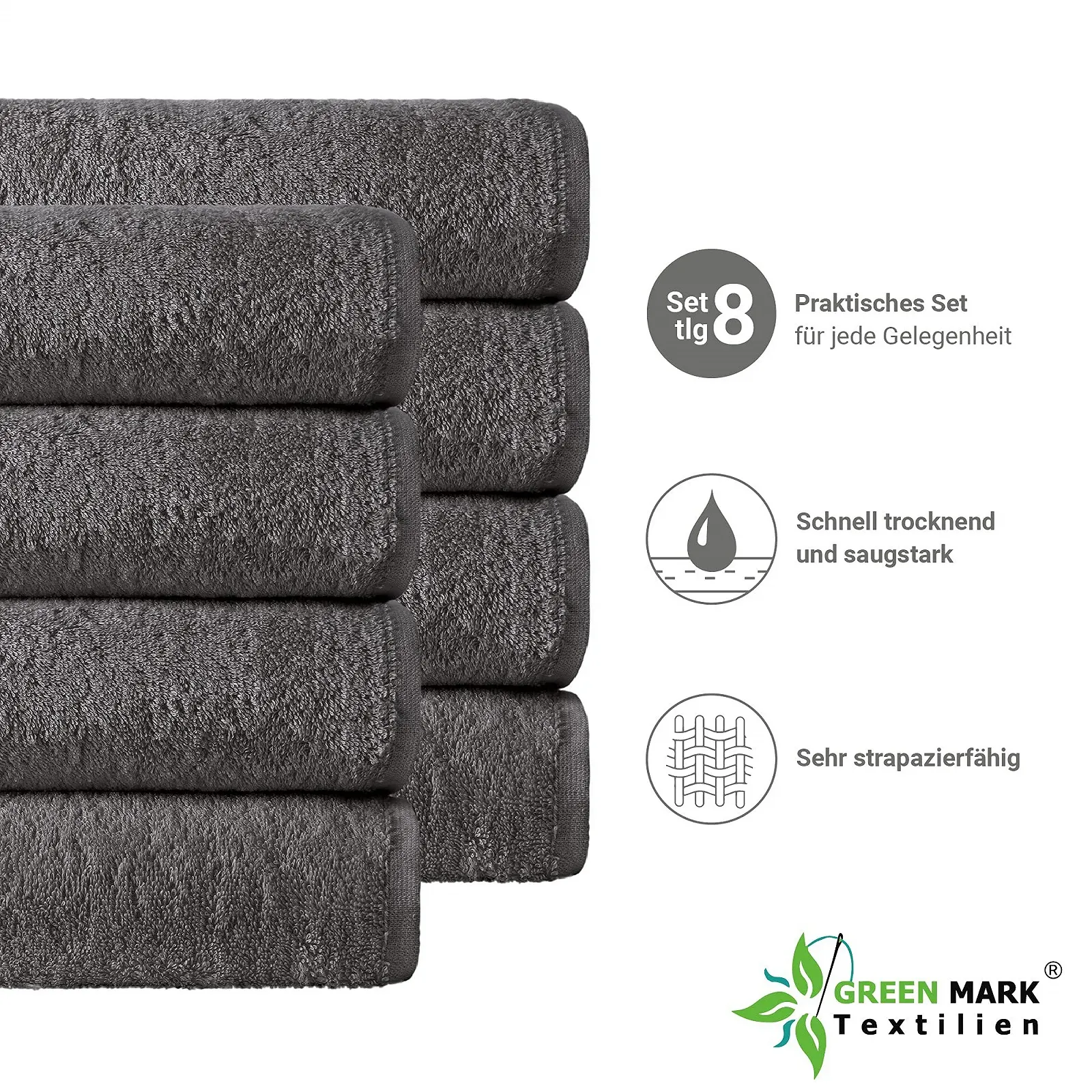 Набір рушників NatureMark NM-HT0701 махрові 50х100 см 100% бавовна 8 шт., фото №3