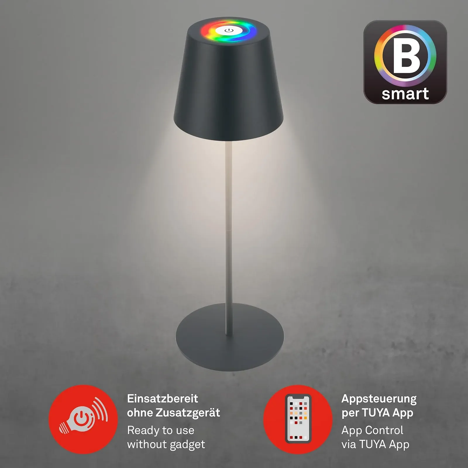 Настольная лампа BRILONER Smart Wireless App RGB+W 10.5 x 36 см Антрацит, фото №8