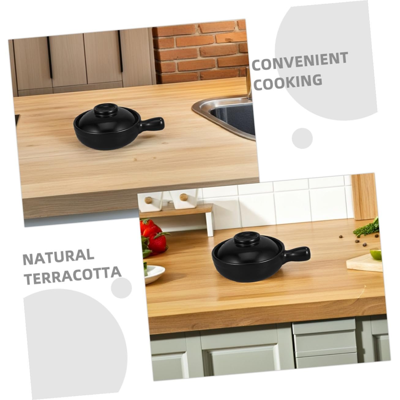 Глиняний горщик для тушкування Традиційний китайський для рівномірного нагрівання термостійкий портативний, фото №7