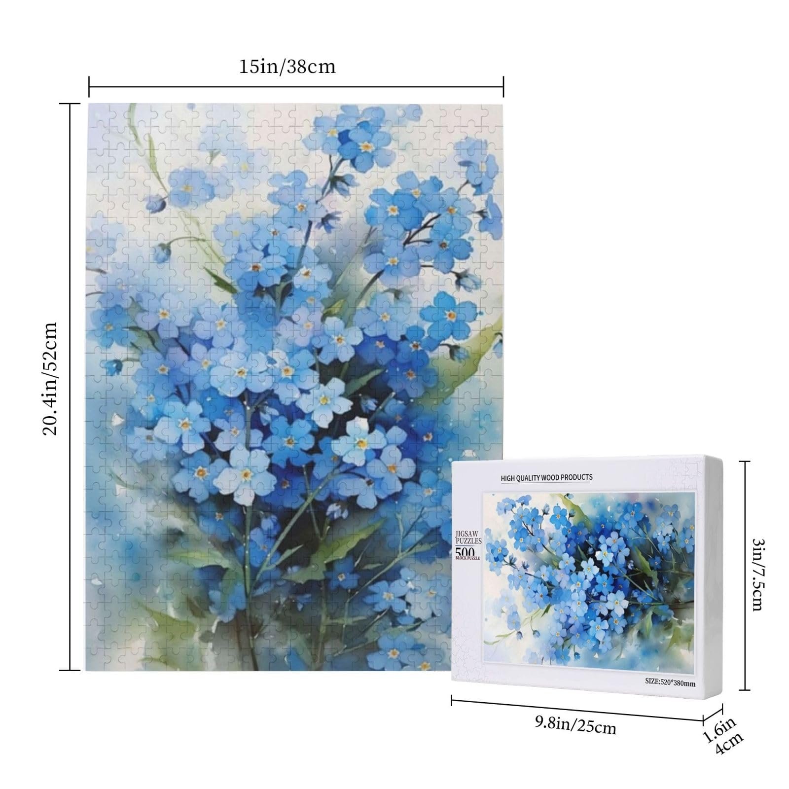 Дерев'яний пазл Watercolour Forget Me Not Flowers 500 елементів для дорослих та підлітків, фото №4