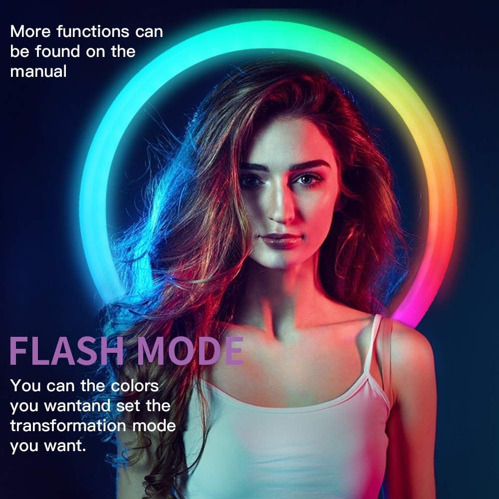 Кольцевая LED лампа FOSITAN App RGB Light 10" / Управление через приложение / RGB + 3 режима белого света / Черная, фото №3