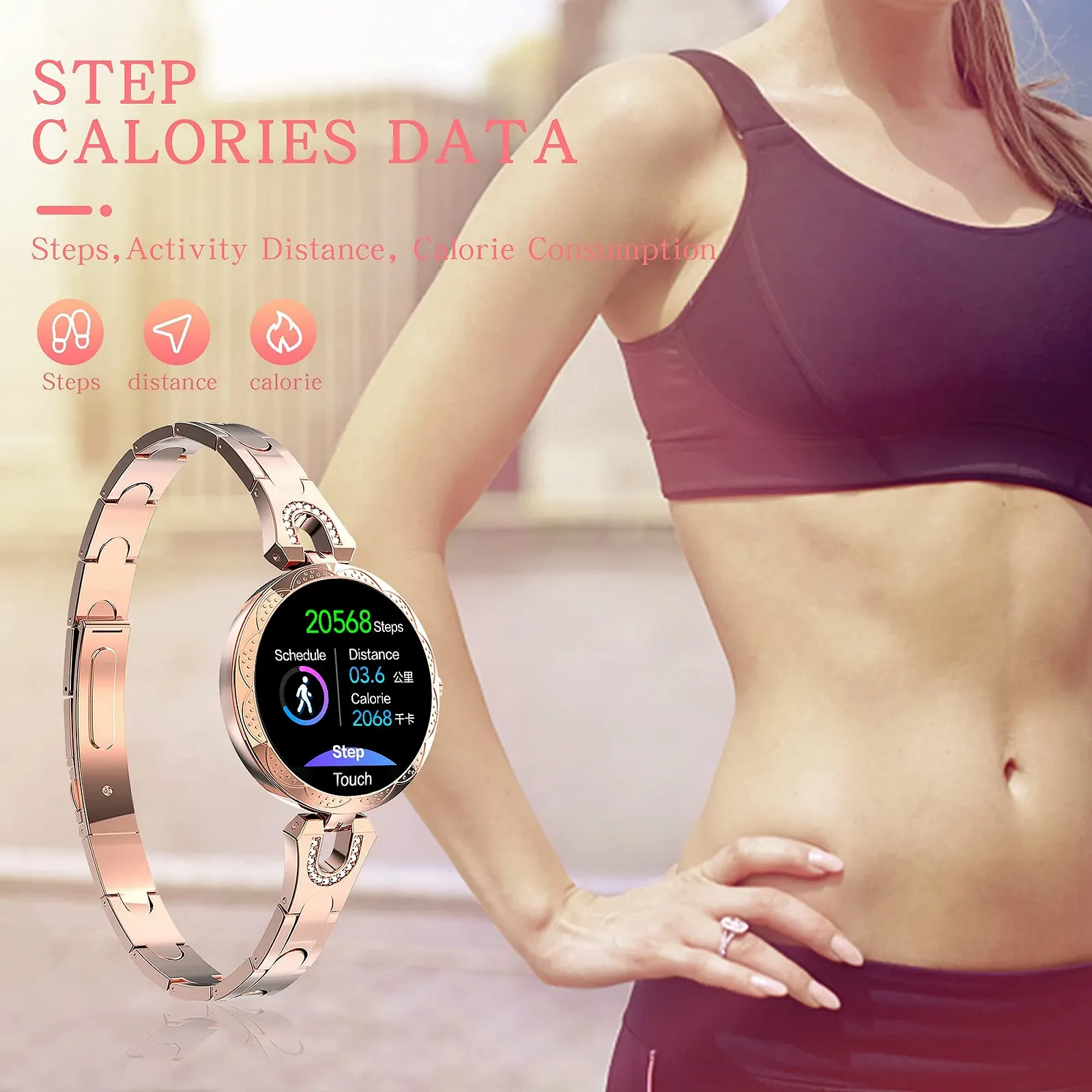 Смарт-годинник Findtime Жіночий Сталевий Водонепроникний Золотий, фото №6