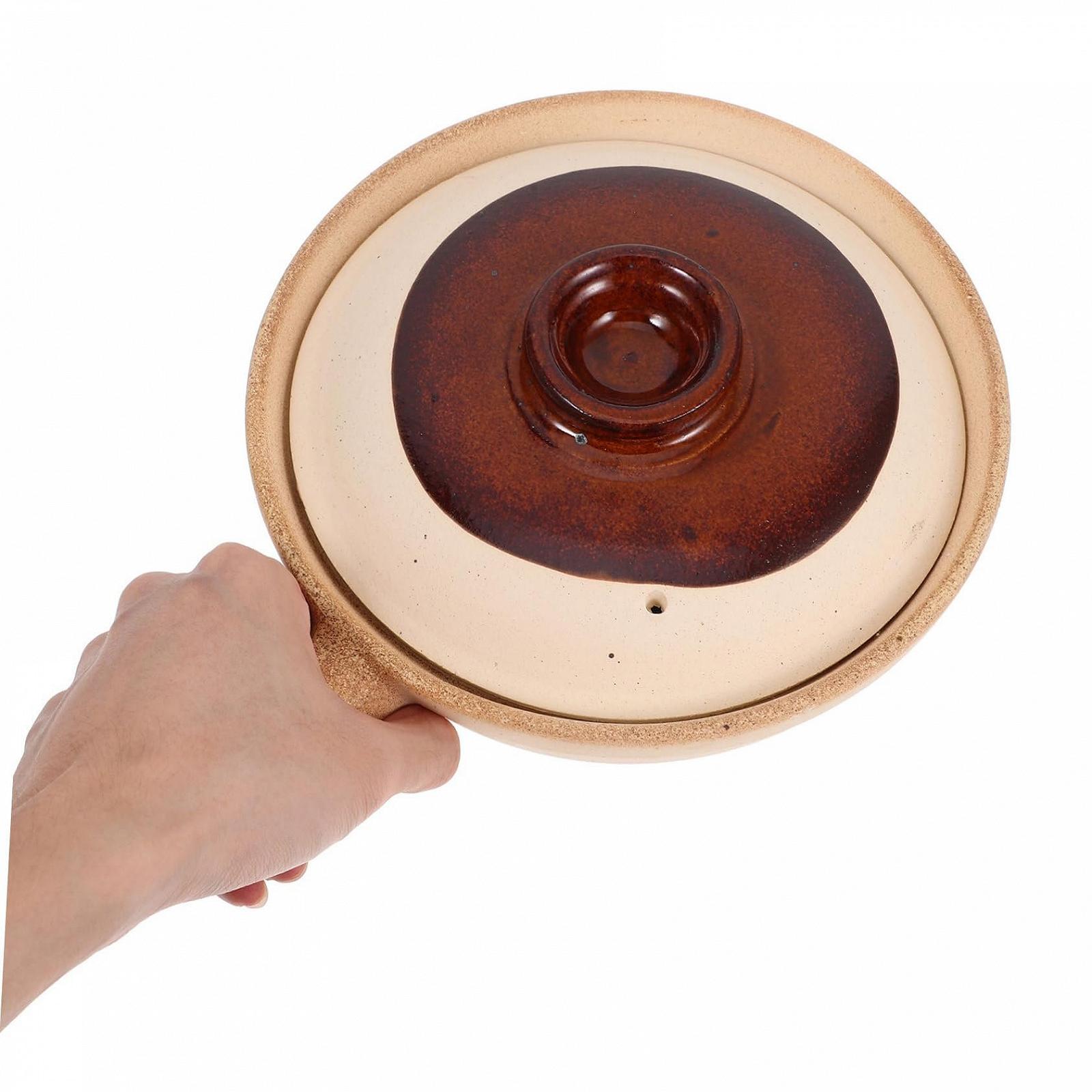 Кастрюля керамическая традиционная терракотовая с крышкой для порционного приготовления порций, фото №7