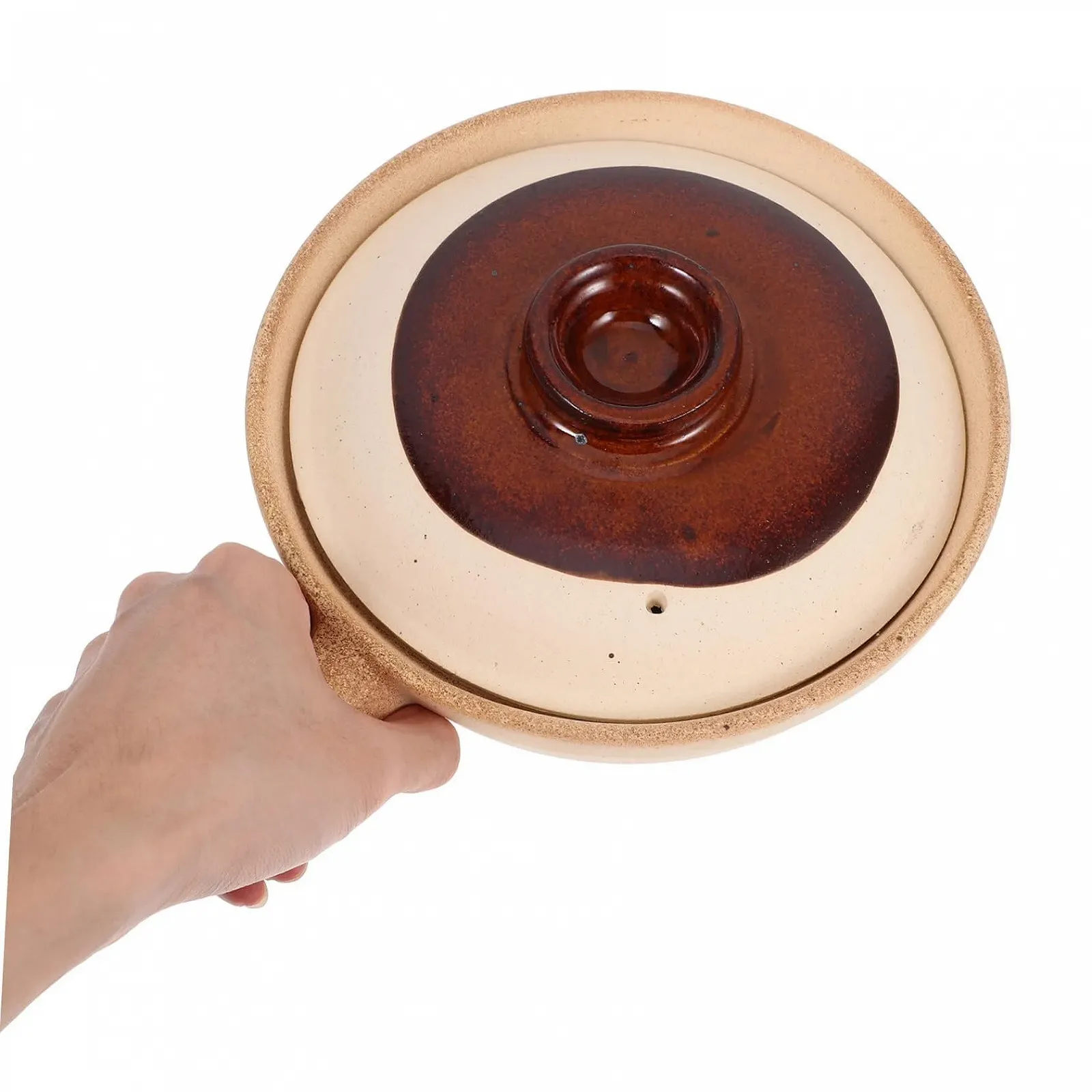 Кастрюля керамическая традиционная терракотовая с крышкой для порционного приготовления порций, фото №7