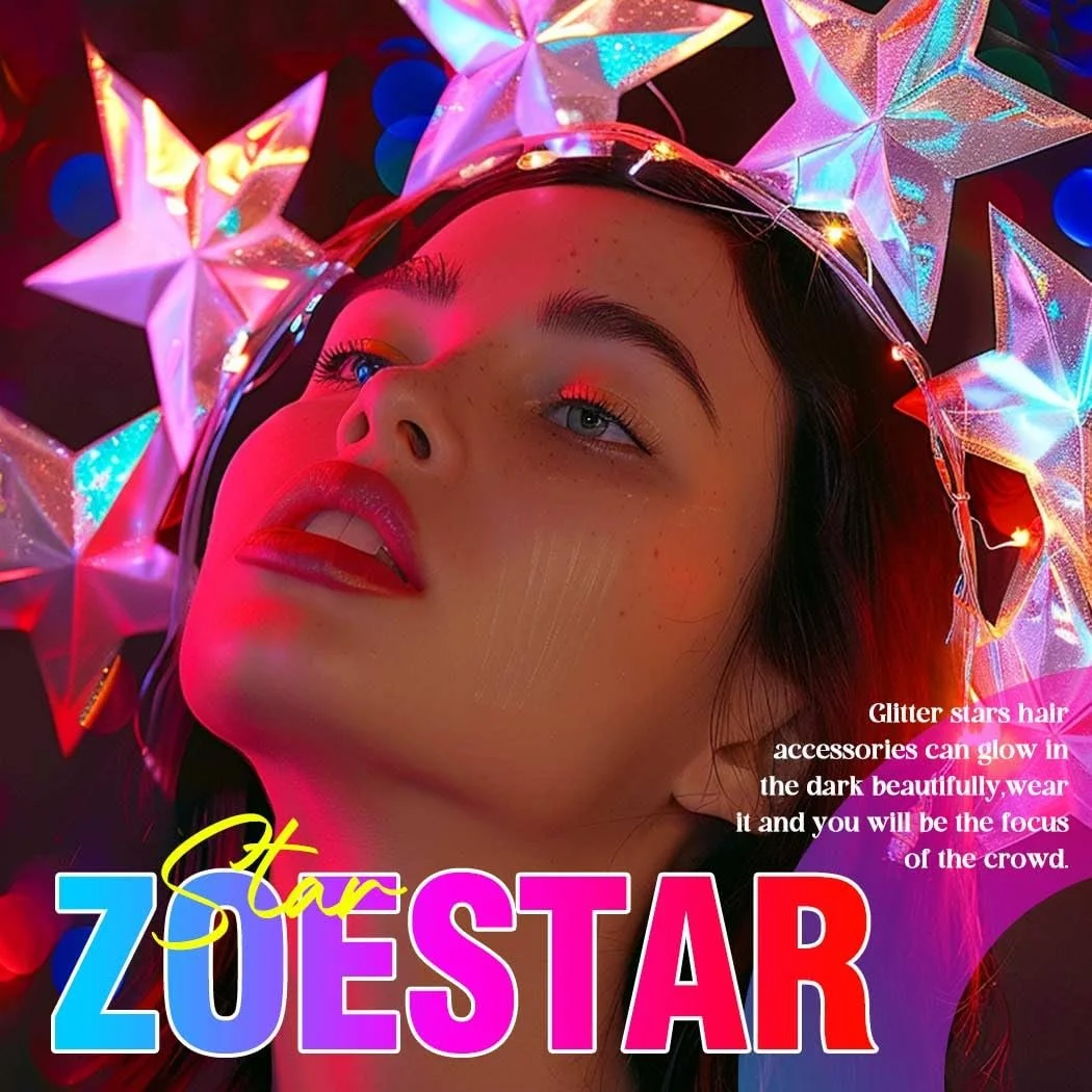 Обруч для волосся зі світлодіодною короною Zoestar Star Moon, фото №3