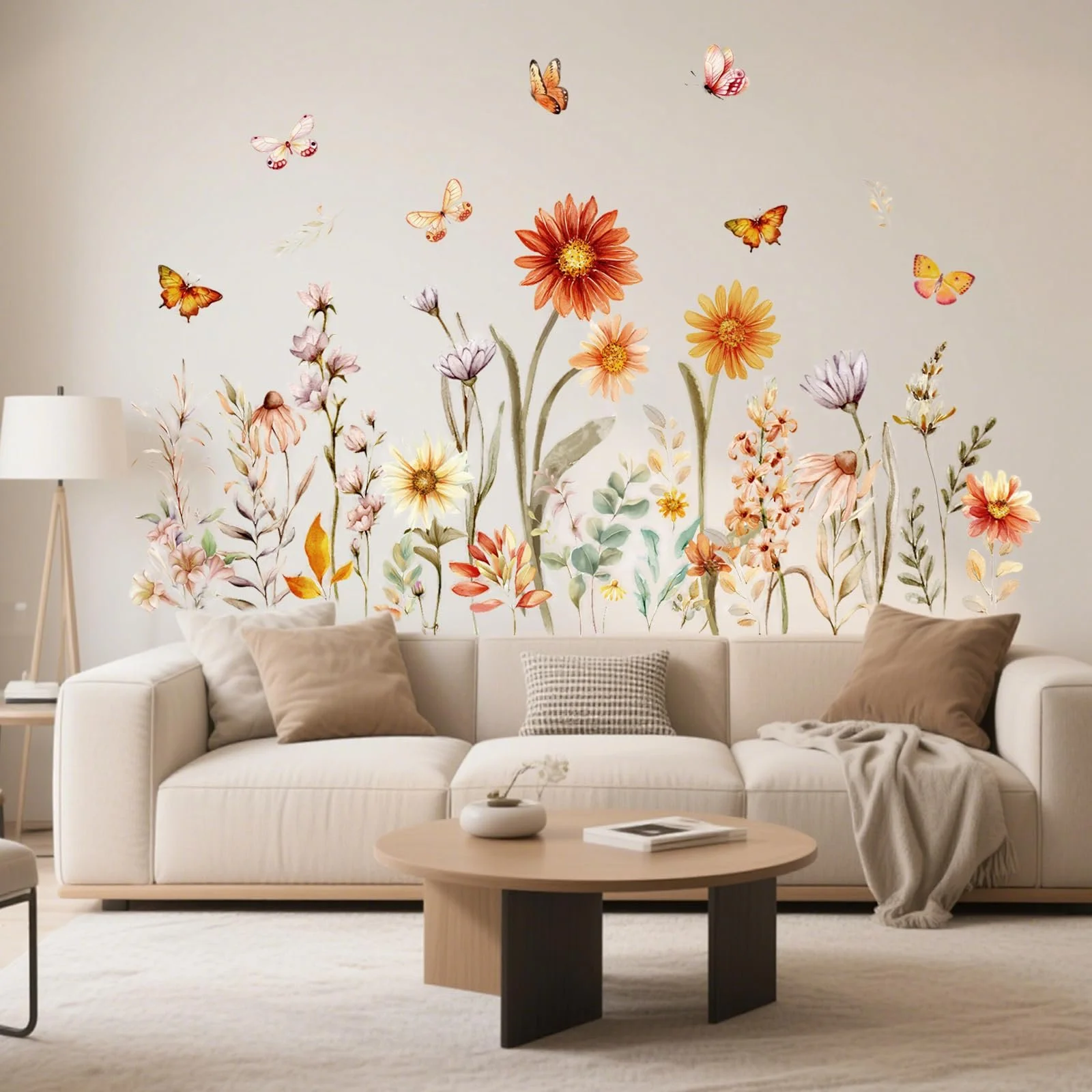 Наклейка на стіну Flowers Boho Autumn Flowers Butterflies 90 x 30 см, фото №1