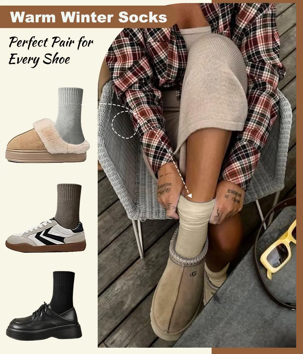 Термоноски Женские Мягкие Носки Теплые Носки Женские Толстые Зимние Носки Мягкие Женские Носки Зимние Вязаные Носки Дышащие Носки для сна Удобные Домашние Носки Хлопковые Разноцветные 35, фото №7