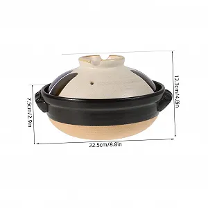 Кастрюля-жаровня японский стиль грубая керамика с крышкой термостойкая Серый synthetic.ua - Фото 1