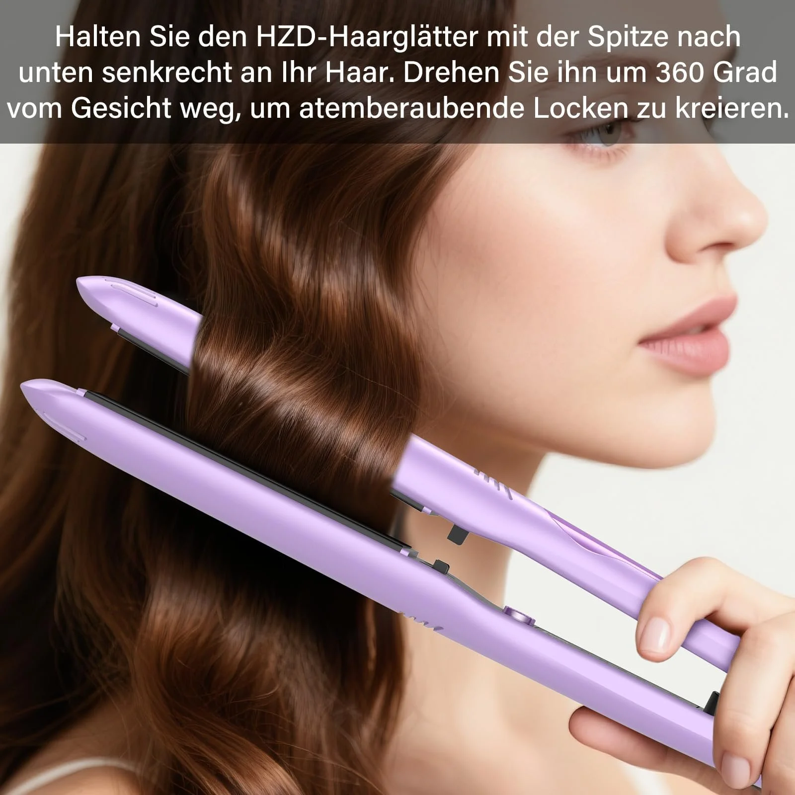 Випрямляч та стайлер для волосся HZD 2-in-1 Professional Fast Styling Frizz-Free Фіолетовий, фото №7 Випрямляч та стайлер для волосся HZD 2-in-1 Professional Fast Styling Frizz-Free Фіолетовий, фото №7