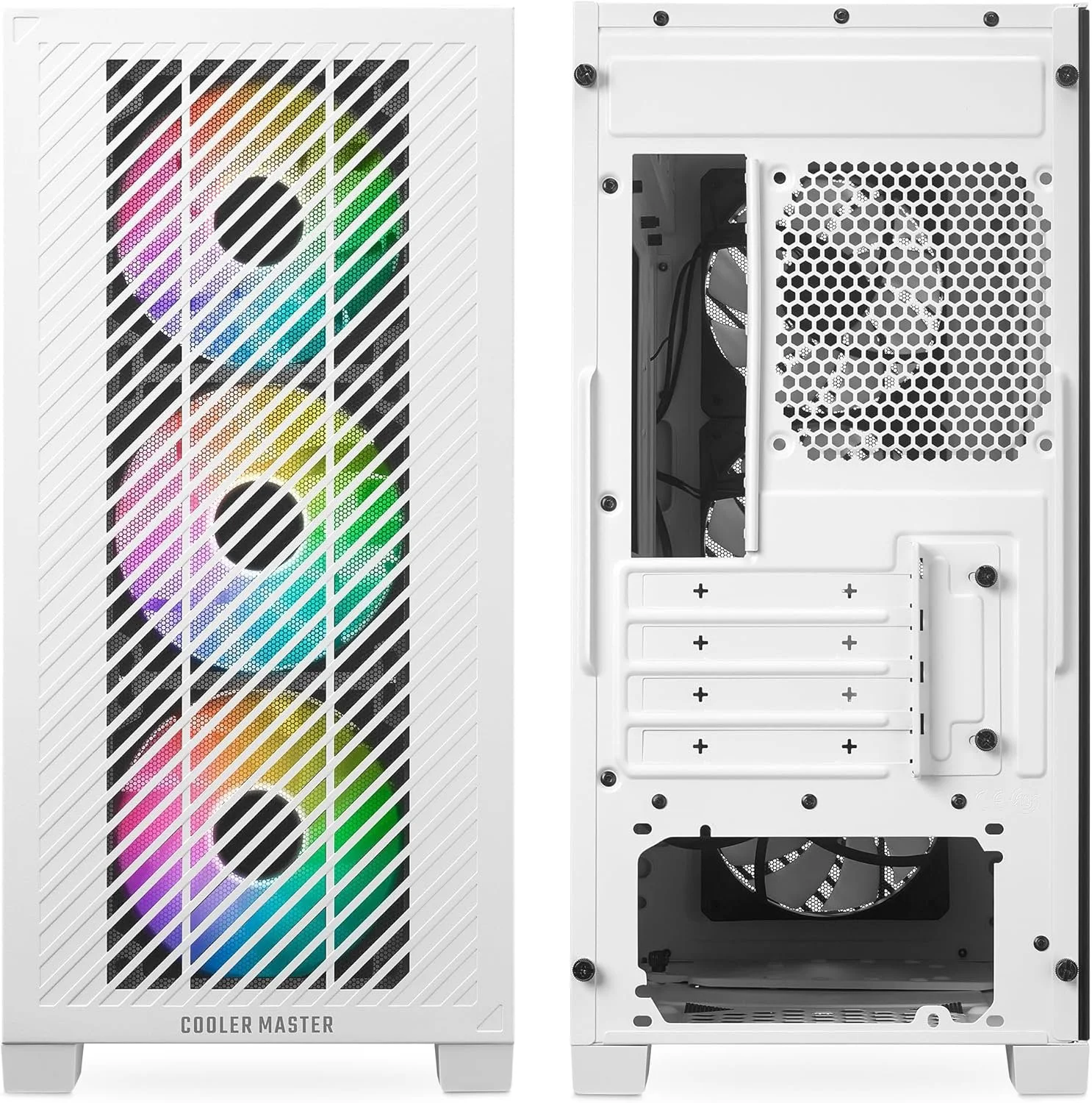 Корпус Cooler Master Elite 301 ARGB White  / Micro-ATX / Mini-ITX / 3x120mm ARGB / Glass / USB Type-C, фото №5