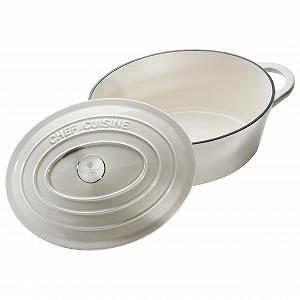 Гусятниця CHEF CUISINE 6.7 L чавунна з кришкою овальна кремова synthetic.ua - Фото 1