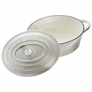 Гусятница CHEF CUISINE 6.7 L чугунная с крышкой овальная кремовая synthetic.ua - Фото 1