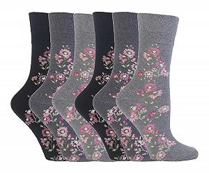 Носки Gentle Grip женские медицинские без давления с кружевом, соединенные вручную, хлопковые, размер UK 4-8 EUR 37-42 Eur - серый, размер: M - Фото 1