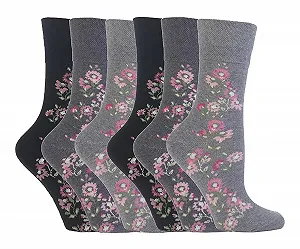 Носки Gentle Grip женские медицинские без давления с кружевом, соединенные вручную, хлопковые, размер UK 4-8 EUR 37-42 Eur - серый, размер: M - Фото 1