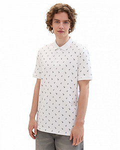 Поло Men's Polo with Palm Pattern 1042114ХХ35505 Tom Tailor Білий M - Фото 1