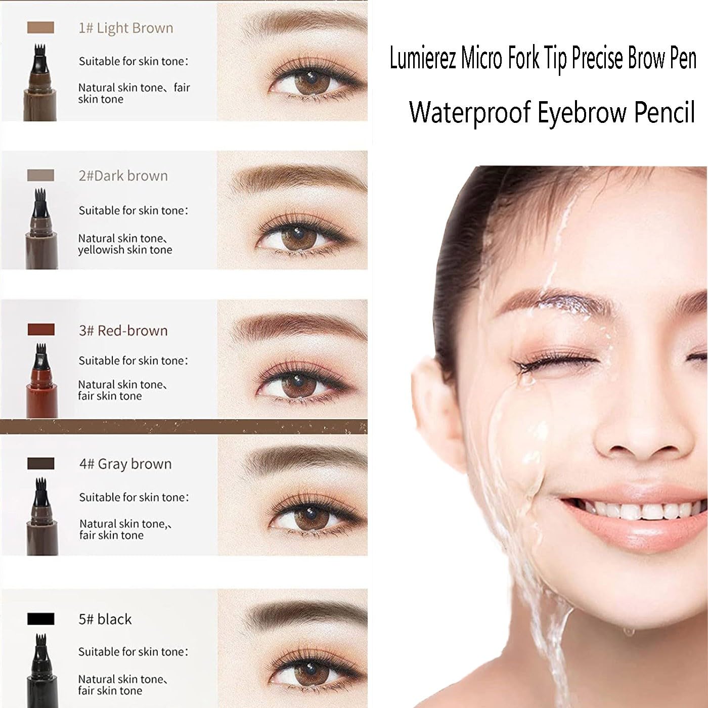 Олівець для брів Lumentes Waterproof 3D Microblading Tattoo Pen 4 Fork Tips Light Brown, фото №3 Олівець для брів Lumentes Waterproof 3D Microblading Tattoo Pen 4 Fork Tips Light Brown, фото №3