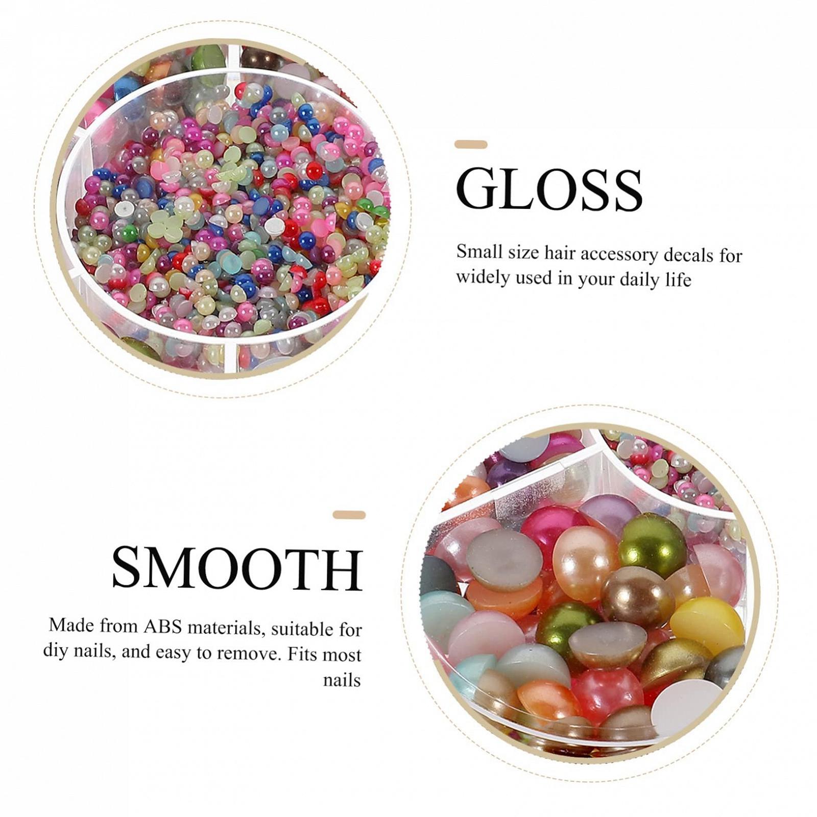 Полукруглые бусины для декора ногтей ABS, 3 коробки, фото №5