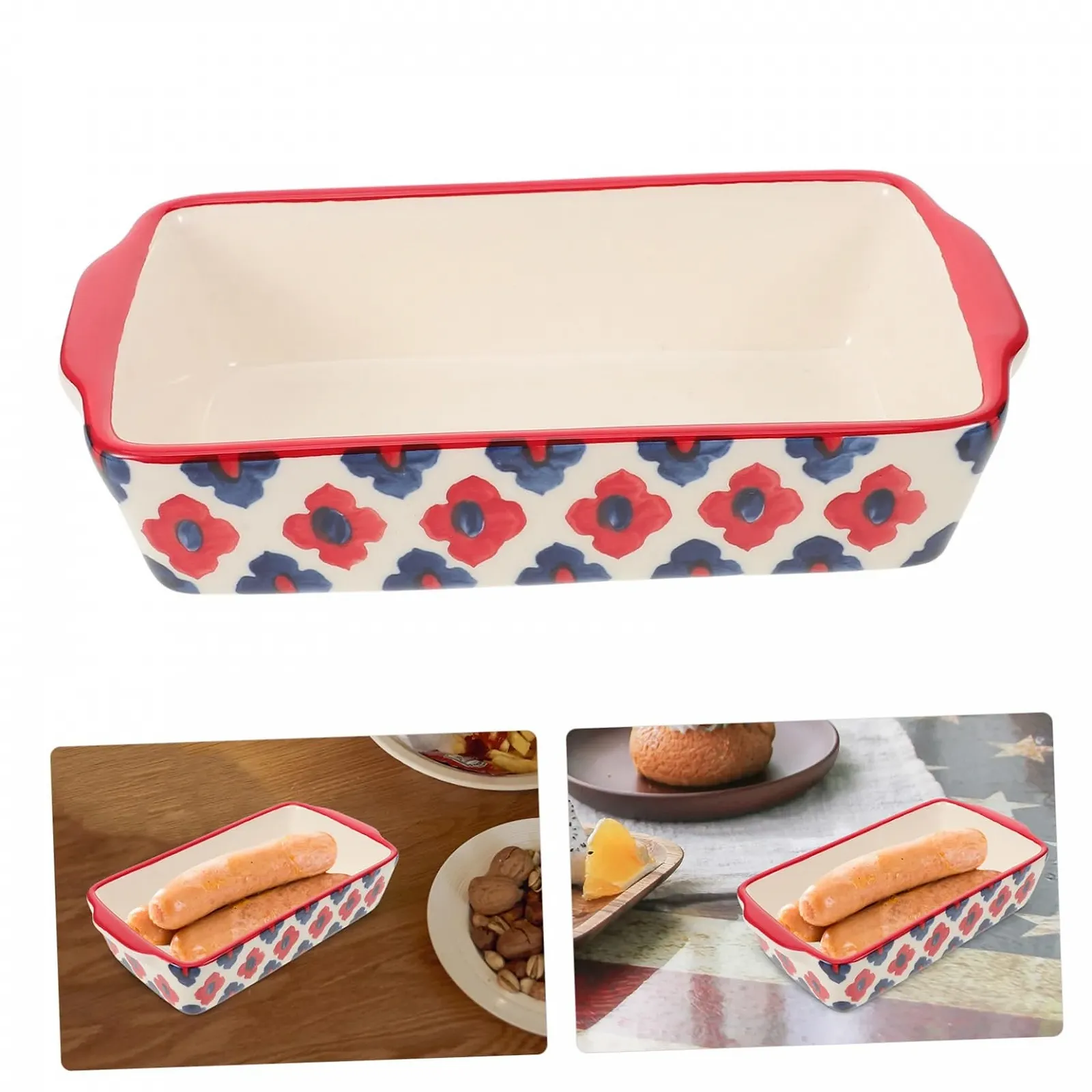 Форма для запекания керамическая прямоугольная с ручками для духовки и микроволновой печи, фото №4 Форма для запекания керамическая прямоугольная с ручками для духовки и микроволновой печи, фото №4