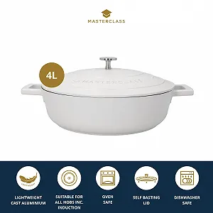 Каструля-сотейник MasterClass Литий алюміній 28 см 4 л Кремова Подарункова упаковка synthetic.ua - Фото 1
