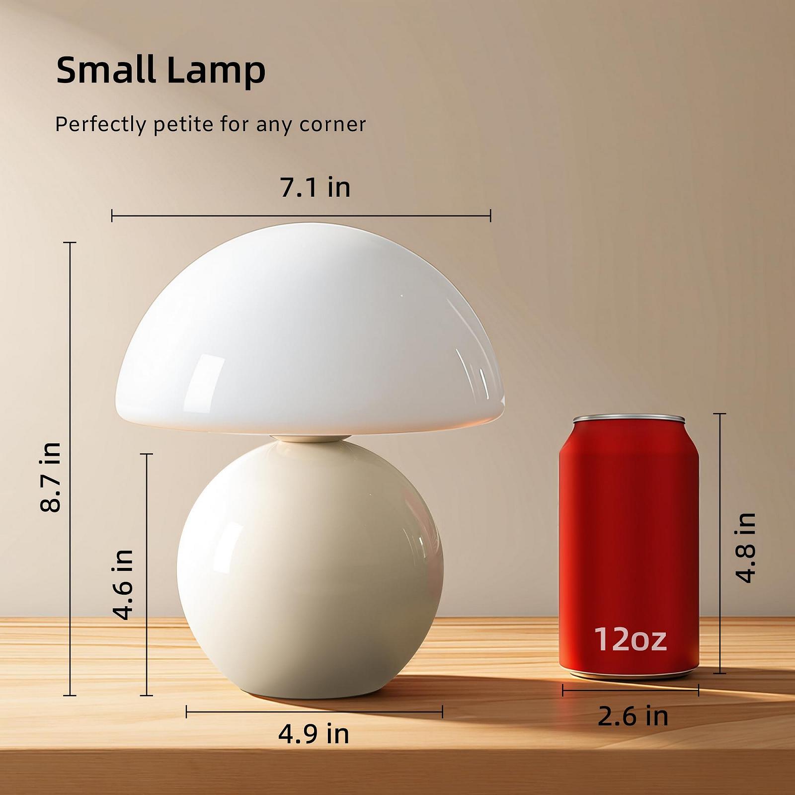 Настольная лампа Mushroom Lamp Dimmable LED Ceramic Base White, фото №2