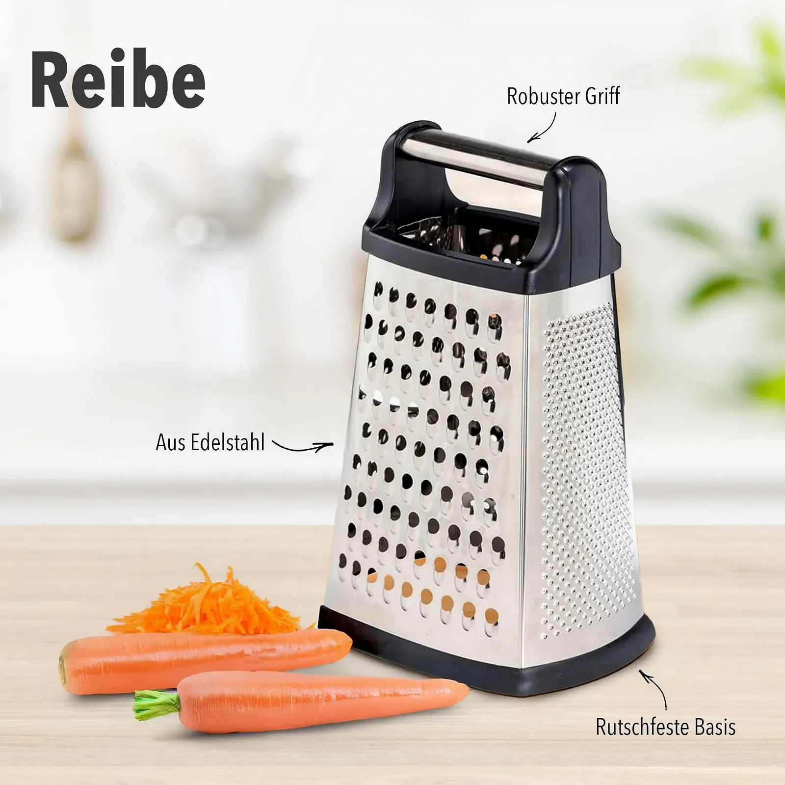 Тертка з контейнером 4-стороння нержавіюча сталь Квадратна, фото №4