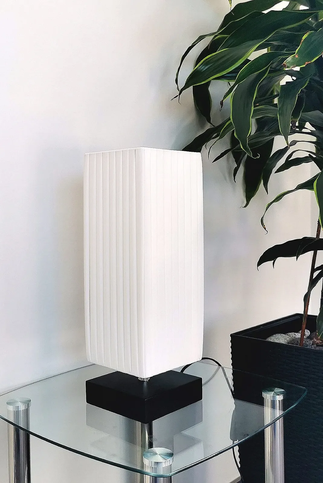 Настільна лампа Trango 2021 Design Nizza E27 Квадратна дерев'яна основа 41 см Чорна, фото №3