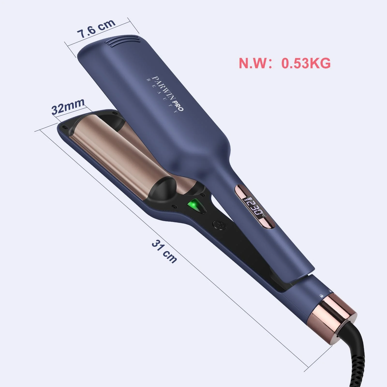 Тройная плойка для волос PARWIN PRO BEAUTY 32 мм 2 цилиндра 4 температурных режима Прусский синий, фото №8 Тройная плойка для волос PARWIN PRO BEAUTY 32 мм 2 цилиндра 4 температурных режима Прусский синий, фото №8
