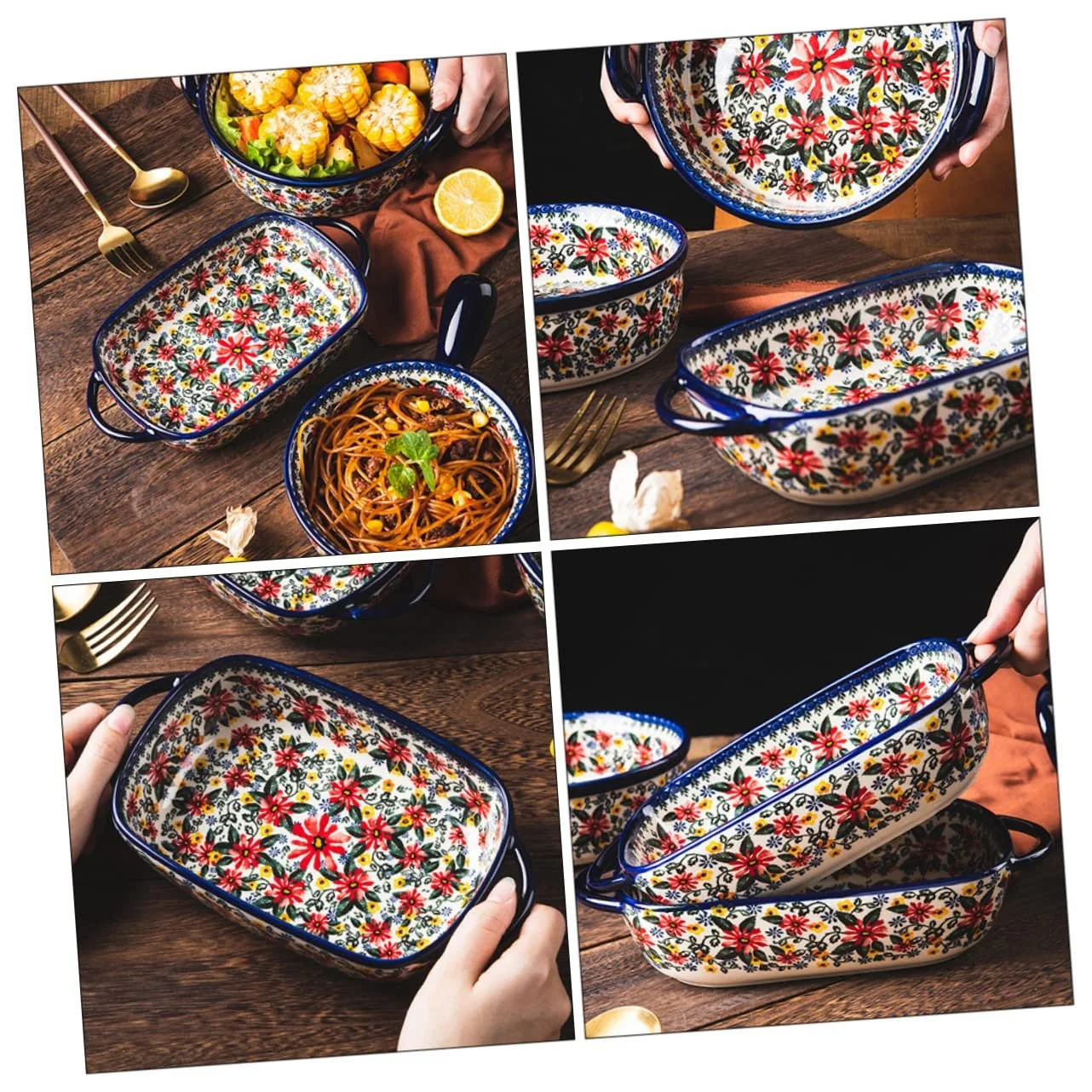 Форма для випікання керамічна велика з ручками для лазаньї та гратену., фото №4