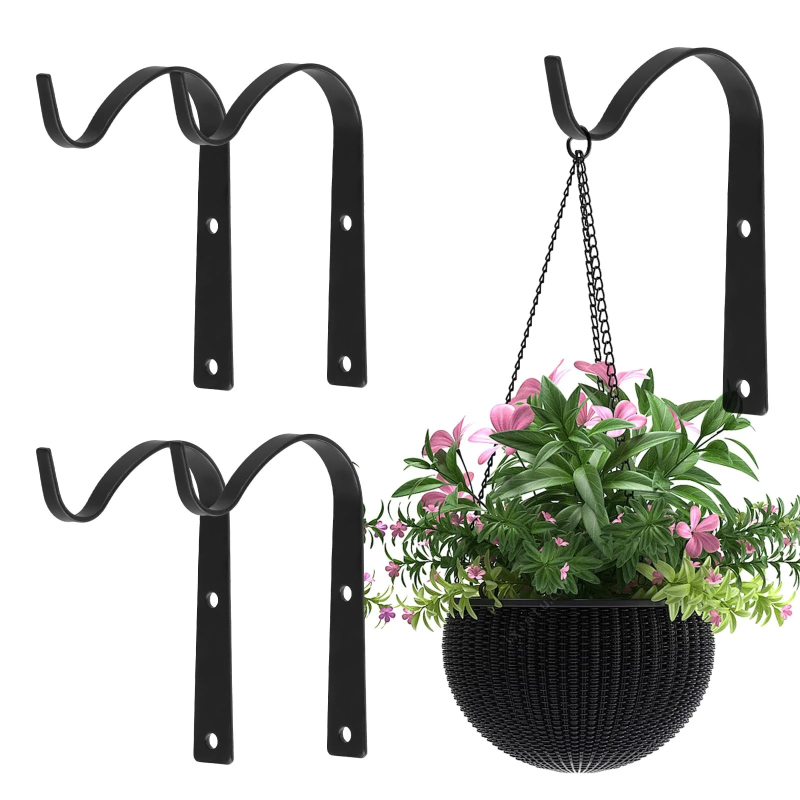 Кронштейни для рослин Joyan 4 шт. залізні настінні гачки з гвинтами Black, фото №1