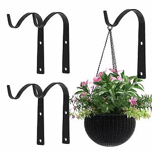 Кронштейни для рослин Joyan 4 шт. залізні настінні гачки з гвинтами Black - Фото 1