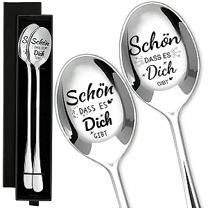 Набор ложек для хлопьев 2 шт с гравировкой, маленькие ложки, ложки для латте макиато, кофейные ложки - Фото 1