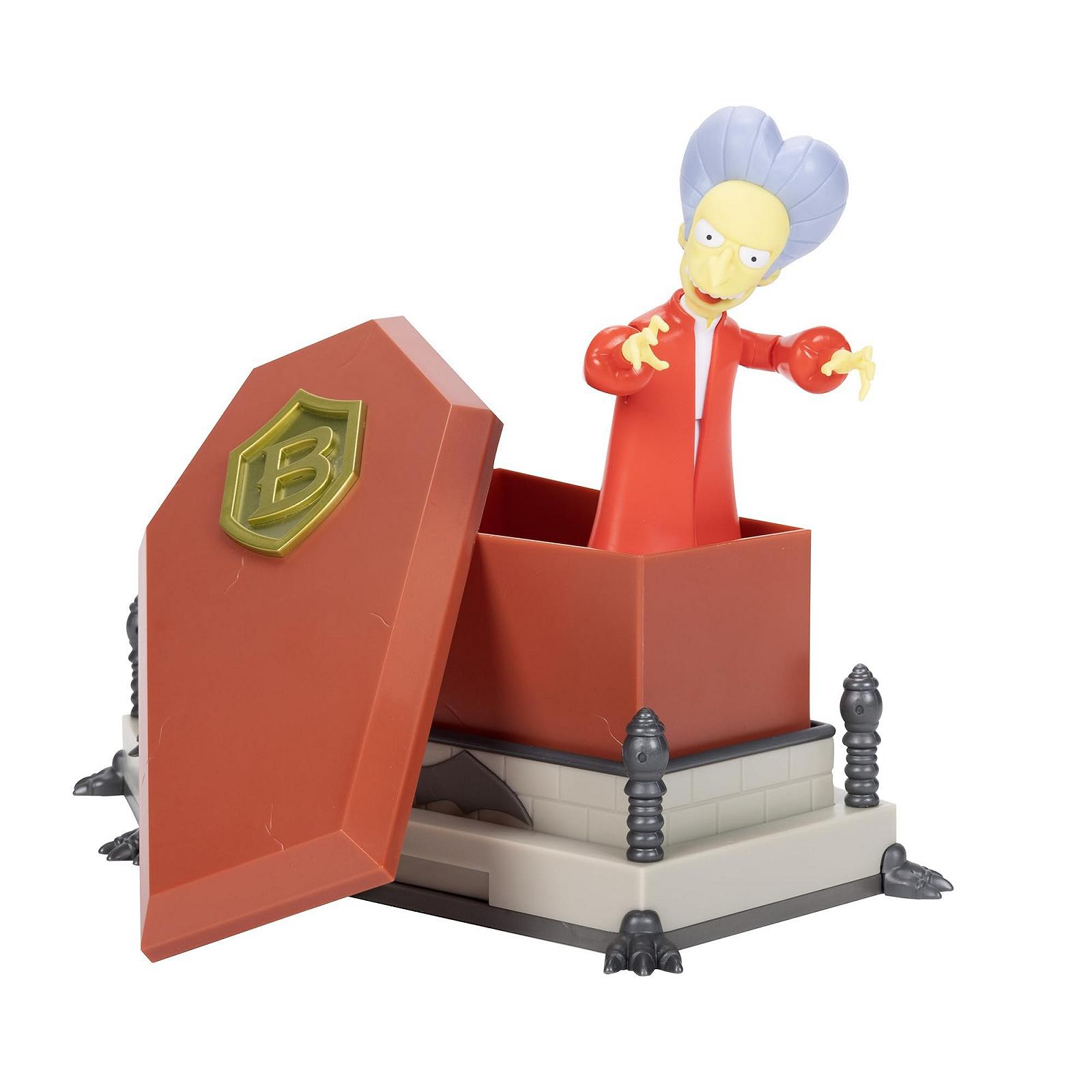 Фігурка The Simpsons Count Burns, 12.7 см, колекційна, зі шкірою, що реагує на УФ-випромінювання, інтерактивна труна з функцією Jump Scare, рухома, фото №1