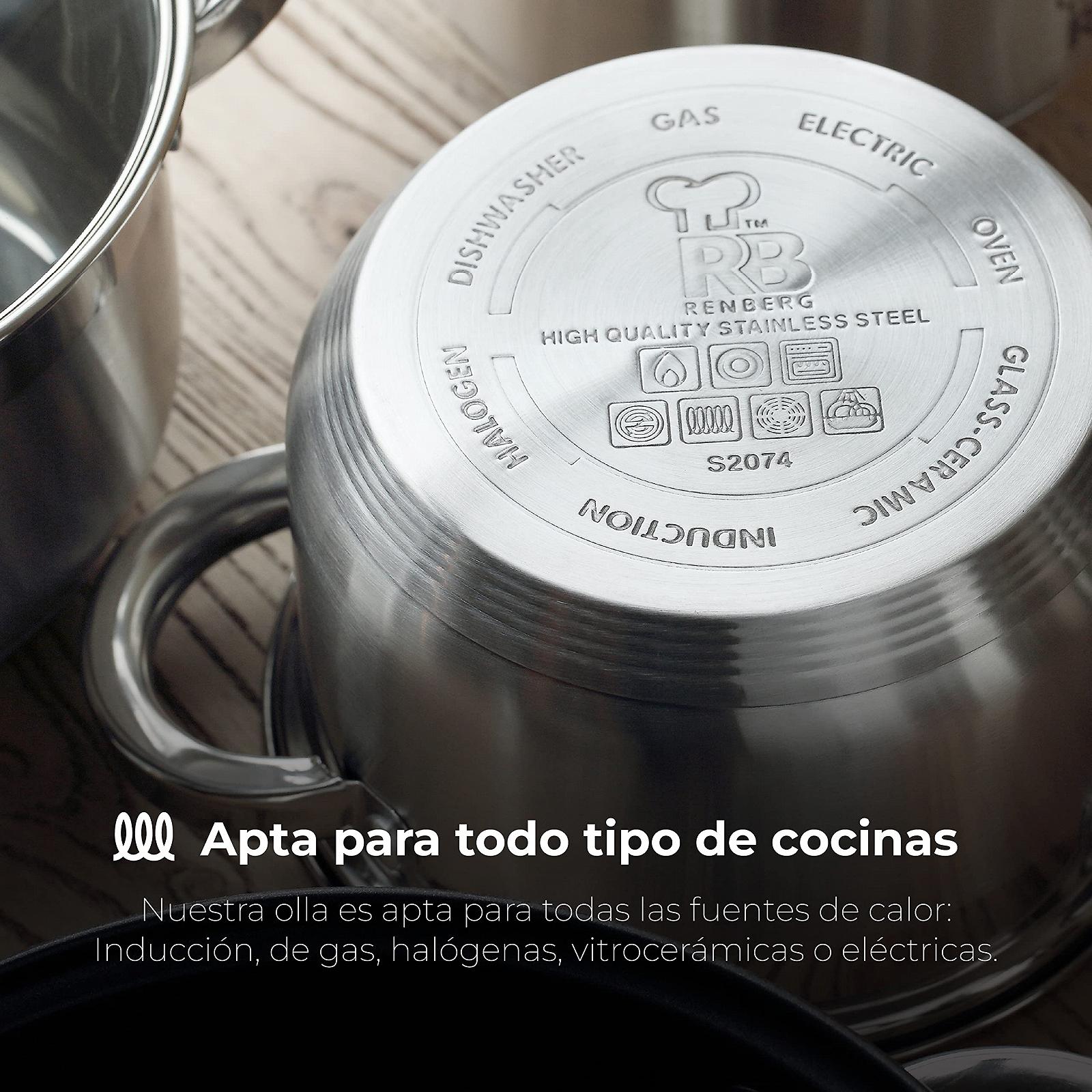 Кастрюля RENBERG Alexander Высокая 32 x 25 см 20 литров с крышкой из стекла Нержавеющая сталь, фото №4 Кастрюля RENBERG Alexander Высокая 32 x 25 см 20 литров с крышкой из стекла Нержавеющая сталь, фото №4