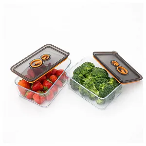 Контейнери для зберігання продуктів з кришками 2 шт., з індикатором дати, герметичні, штабельні, з PP Сірий - Фото 1