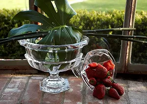 Хрустальная ваза на ножке для фруктов, салатов Opera, прозрачная, 16,5 см, ручная работа synthetic.ua - Фото 1