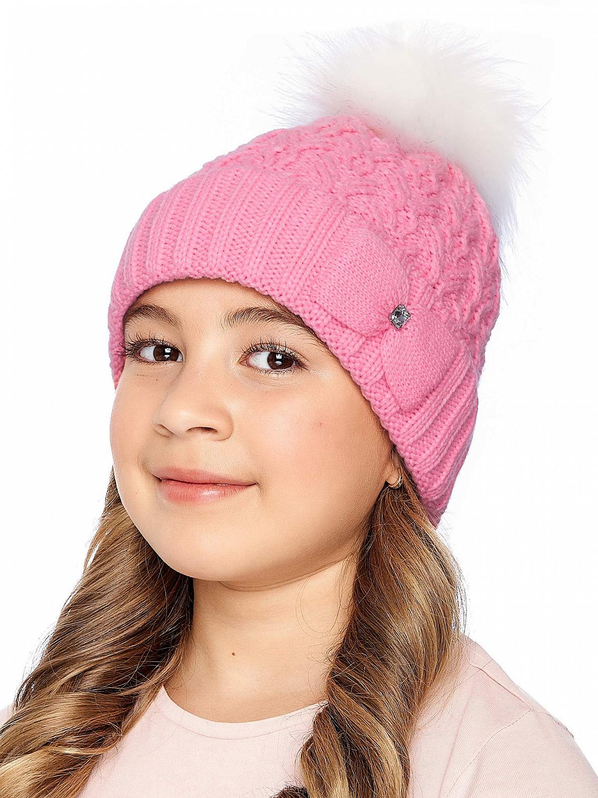 В'язана шапка Marhatter Зимова для дівчат з помпоном з бантом та блискучим камінням, рожева, фото №3 В'язана шапка Marhatter Зимова для дівчат з помпоном з бантом та блискучим камінням, рожева, фото №3
