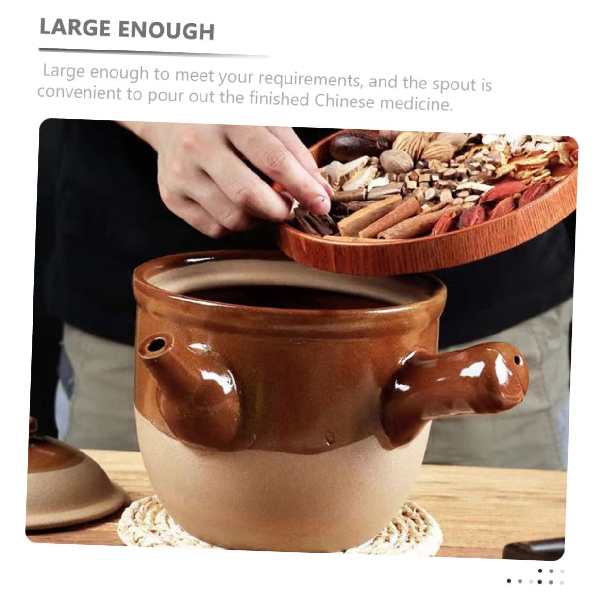 Кастрюля керамическая глиняная с крышкой для супа и традиционной китайской медицины маленькая, фото №8