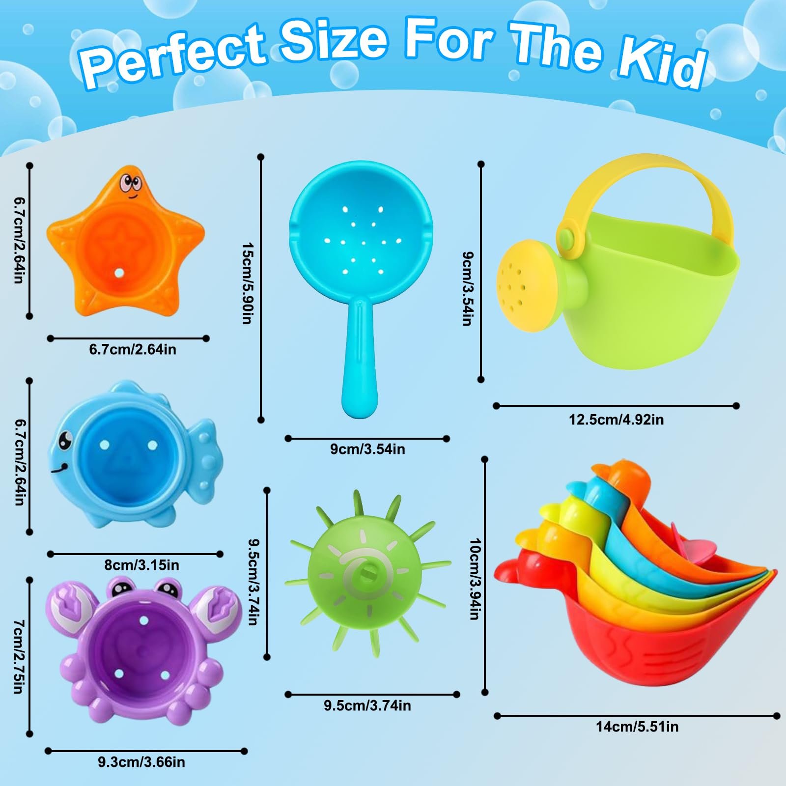 Іграшка для ванни Дитина від 1 року 11 штук з водяним колесом, що обертається, фото №4