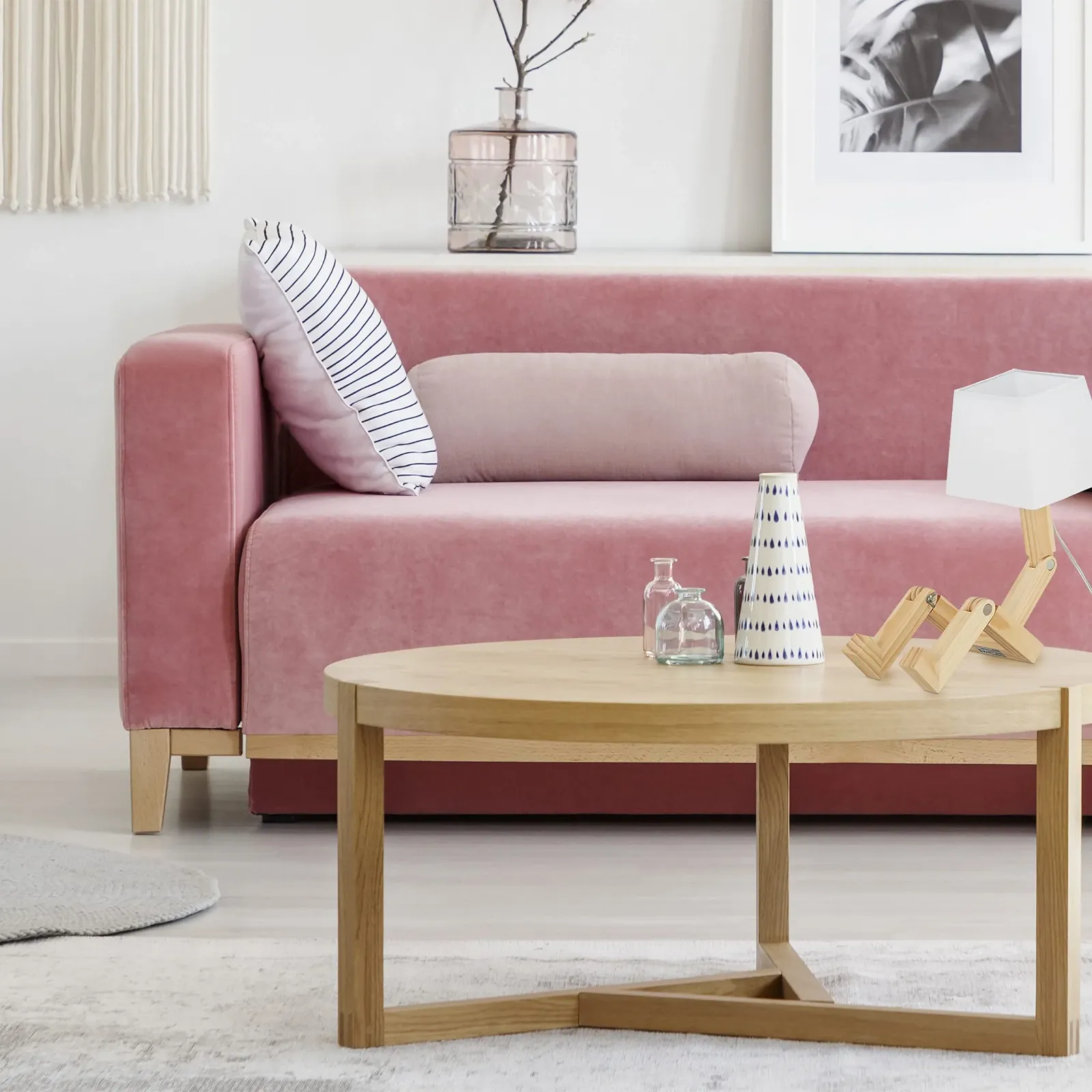 Настільна лампа Relaxdays Robot дерев'яна регульована біла, фото №3