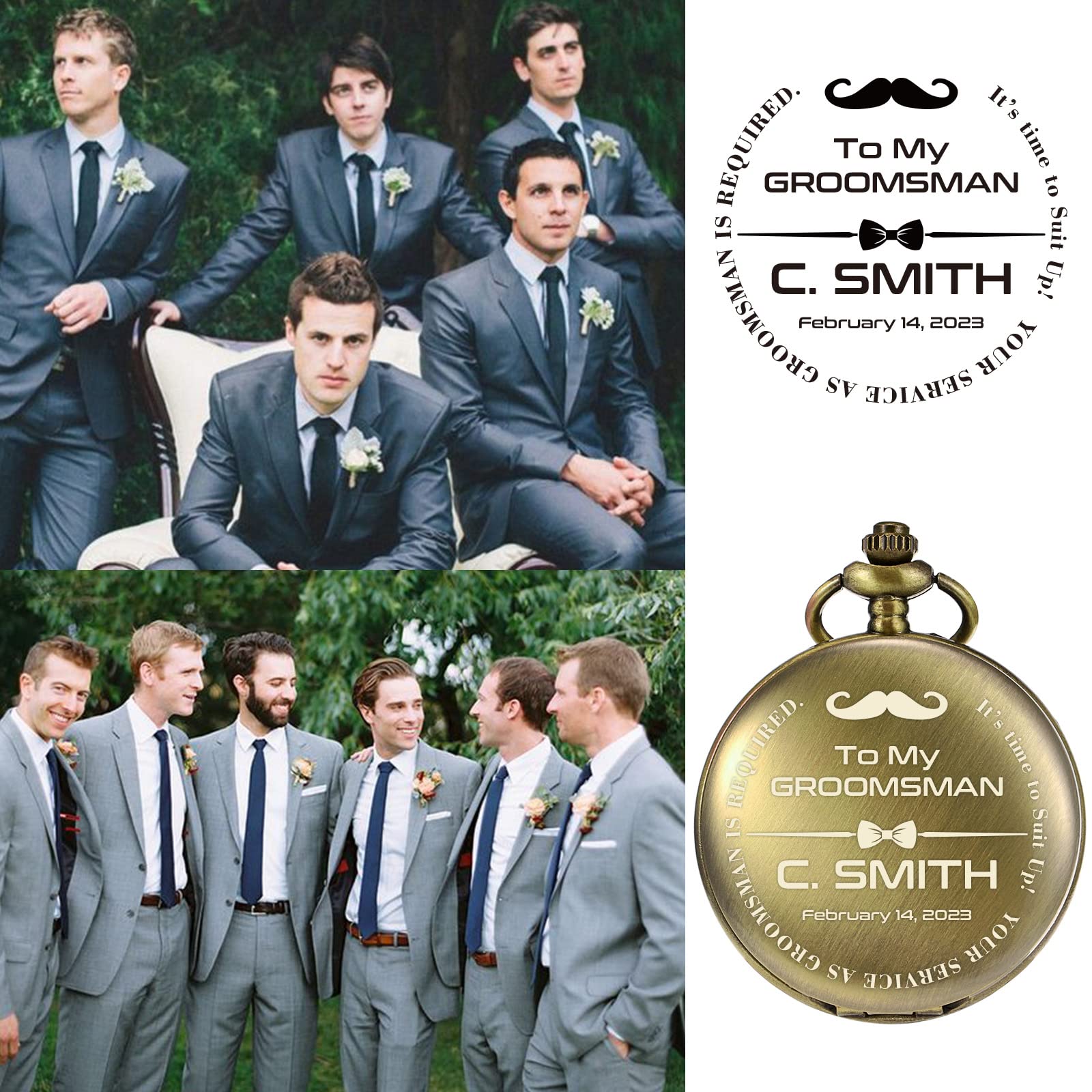 Карманные часы TREEWETO Personalised для шаферов Best Man с индивидуальной гравировкой, фото №4