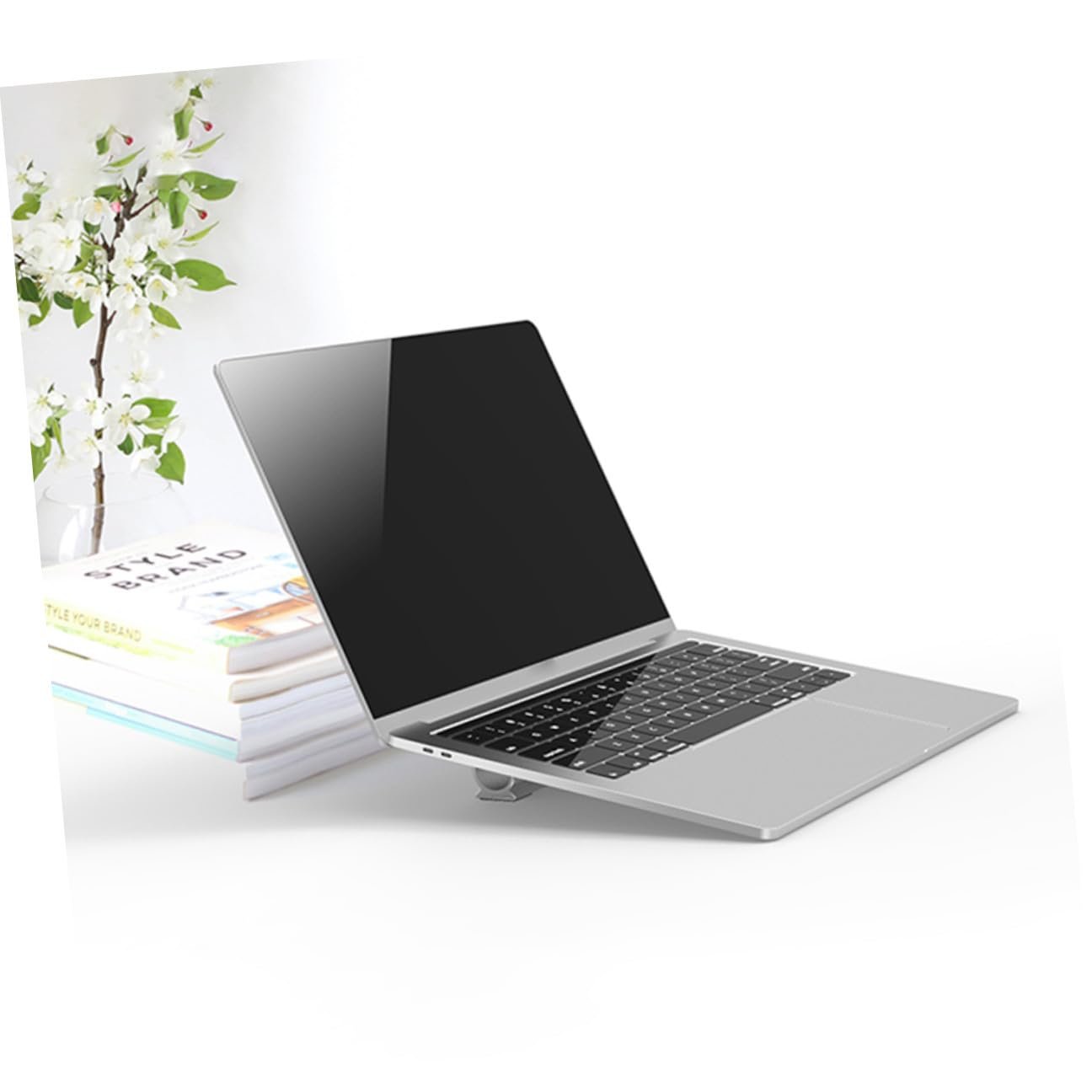 Подставка для ноутбука Алюминиевая с держателем для кабеля, противоскользящей подкладкой, фото №5 Подставка для ноутбука Алюминиевая с держателем для кабеля, противоскользящей подкладкой, фото №5