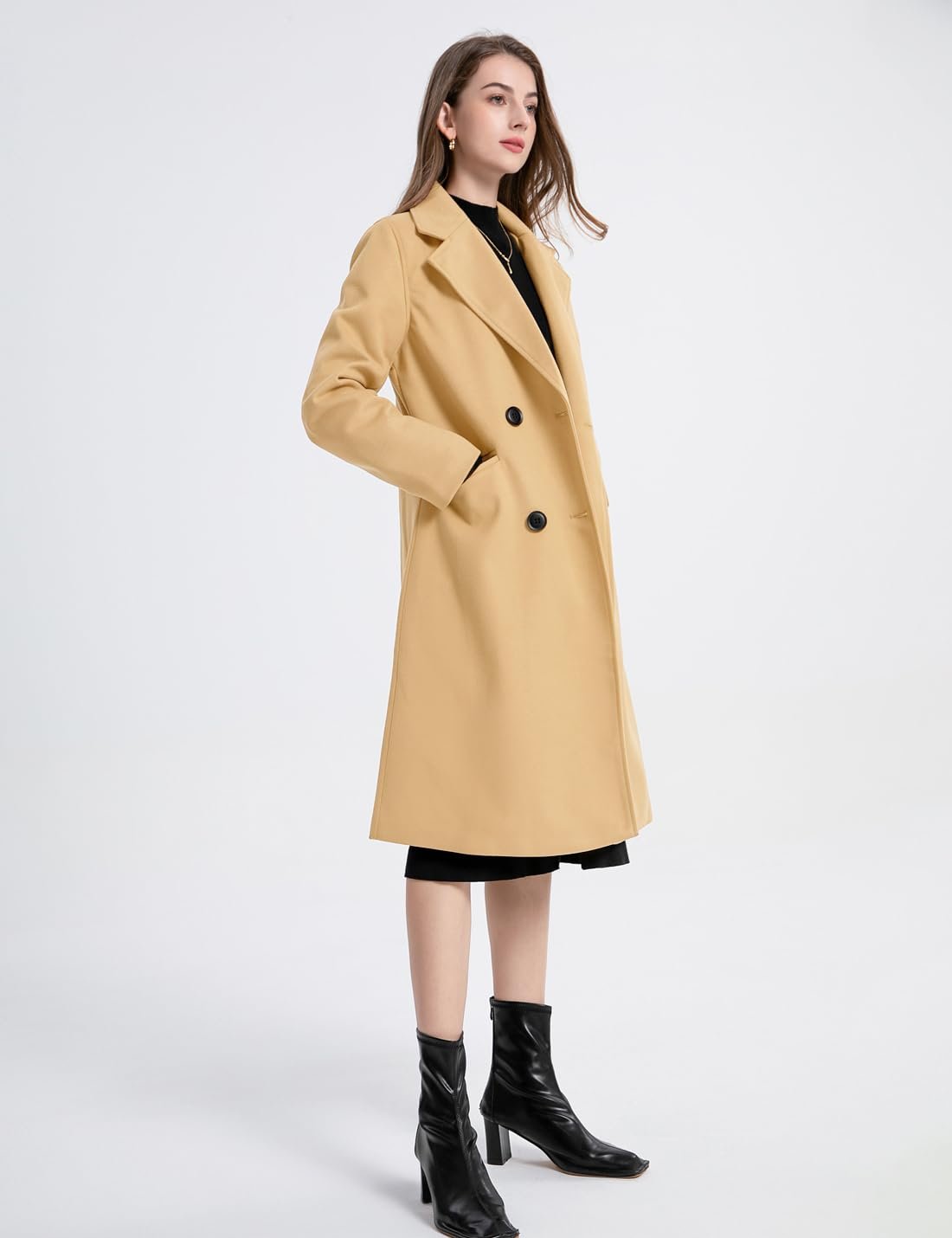 Жіноче вовняне пальто Vanchenl Двобортне Середньої Довжини, фото №7