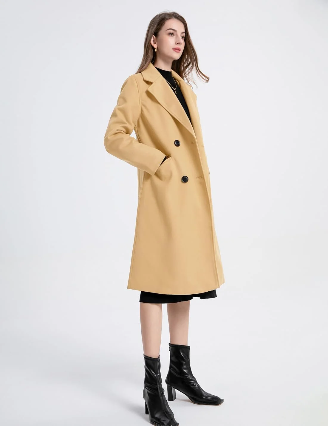 Жіноче вовняне пальто Vanchenl Двобортне Середньої Довжини, фото №7 Жіноче вовняне пальто Vanchenl Двобортне Середньої Довжини, фото №7