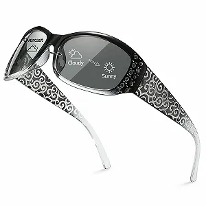 Фотохромні поляризовані сонцезахисні окуляри з облямовуючою оправою FIMILU, зі стразами, хвилеподібним візерунком - Фото 1